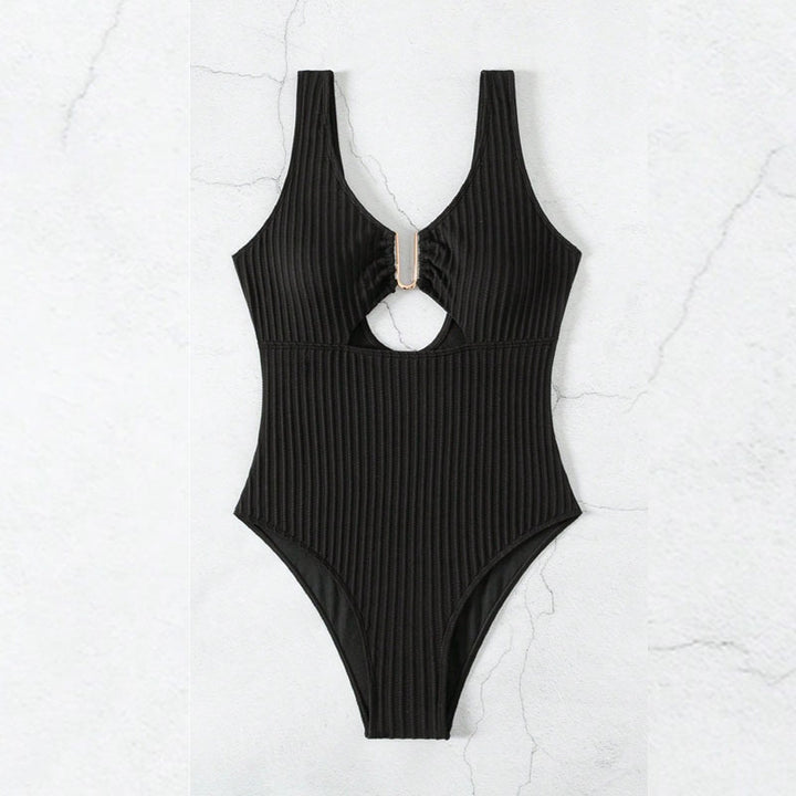 Damen Einteiler Badeanzug mit modischen Cut-Outs und elegantem Ringdetail Drune