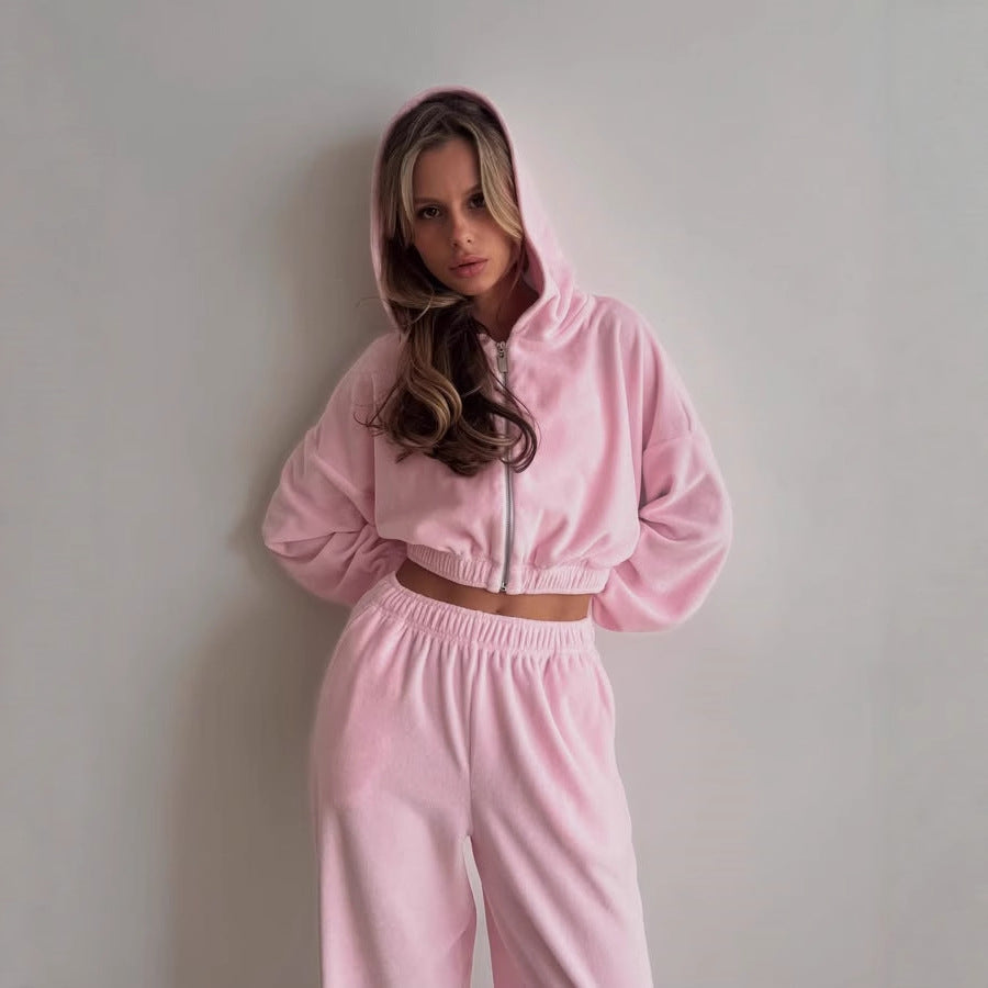 Damen sportlicher Fleece-Overall mit hohem Kragen und elastischem Bund Drune