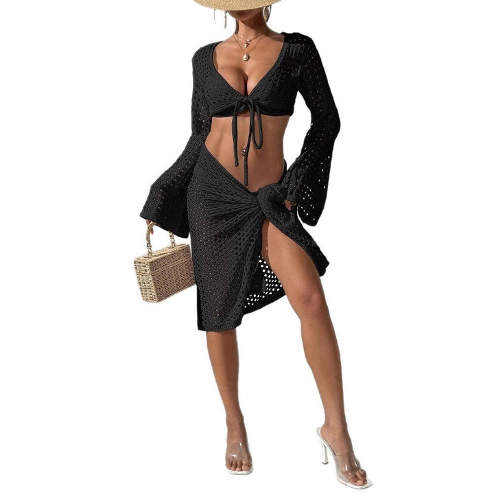 Damen gehäkelter Strandüberwurf mit eleganten Schlagärmel Drune