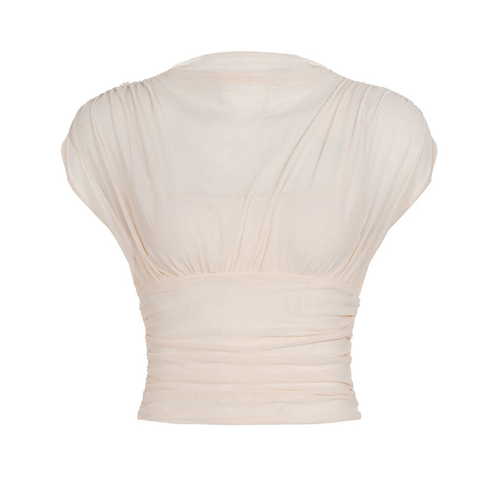 Damen elegantes Oberteil mit Rüschendetails und figurbetonten Schnitt Drune