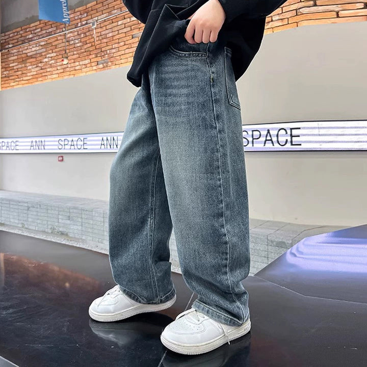 Damen weite Denim-Jeans mit modernem Schnitt und tiefen Taschen Drune