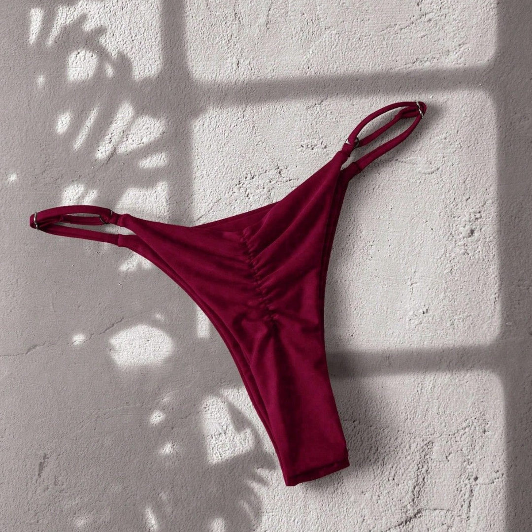 Damen Bikiniunterteil mit modischem Hoher Schnitt und verstellbaren Trägern Drune