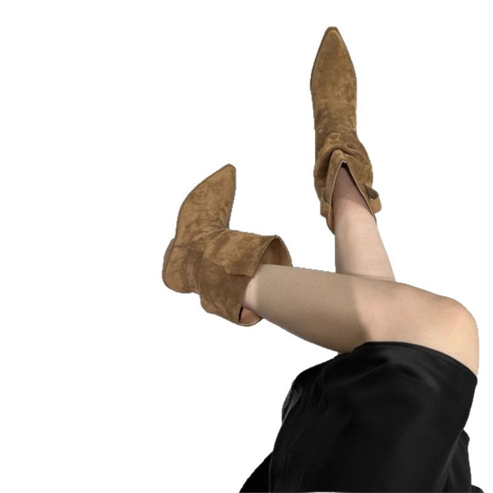 Damen Slouch-Cowboystiefel mit spitzer Zehenpartie und sculpted Kitten-Absatz Drune