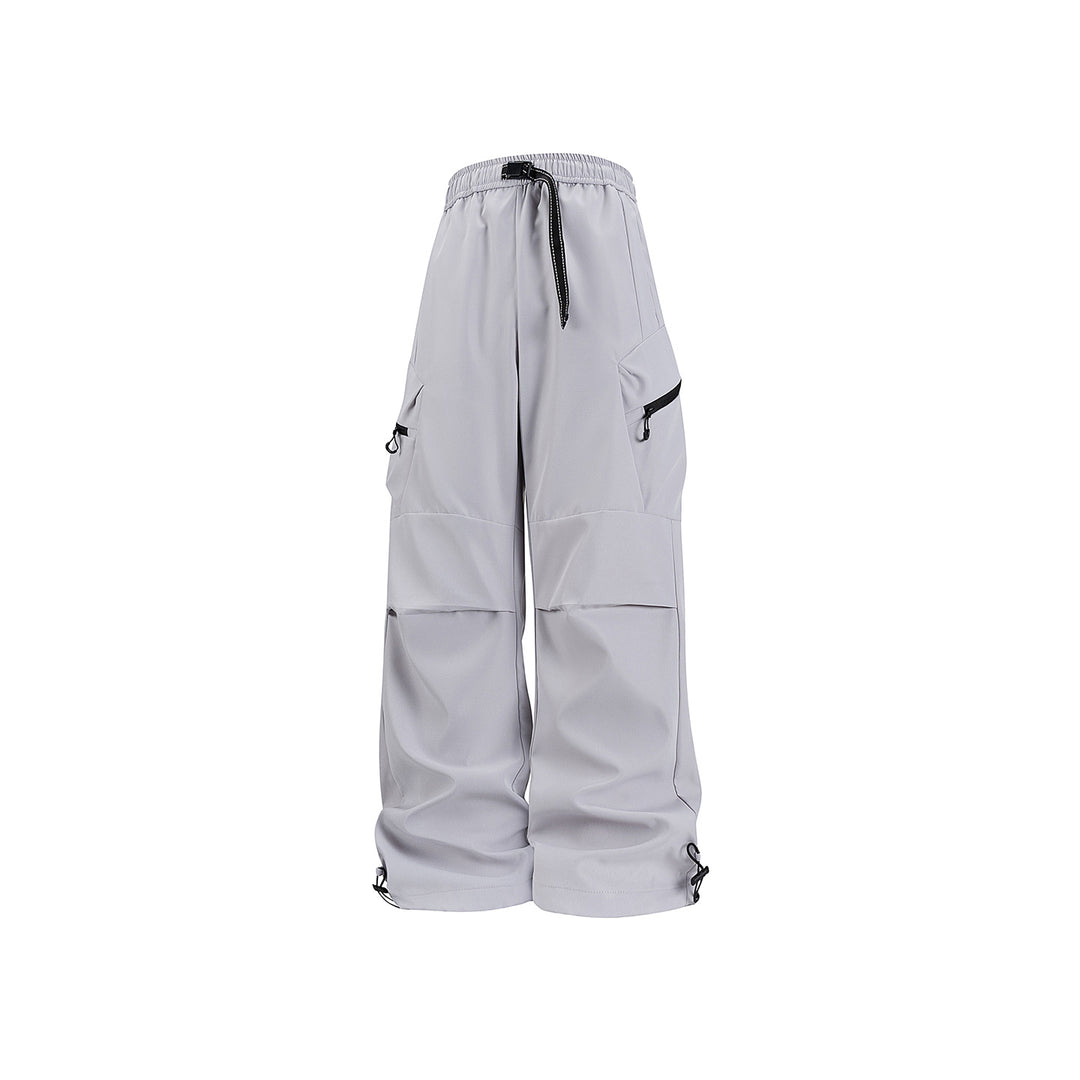Damen Weite Utility-Cargo-Hose mit Tunnelzugbund, Reißverschluss-Taschen und verstellbaren Beinabschlüssen Drune