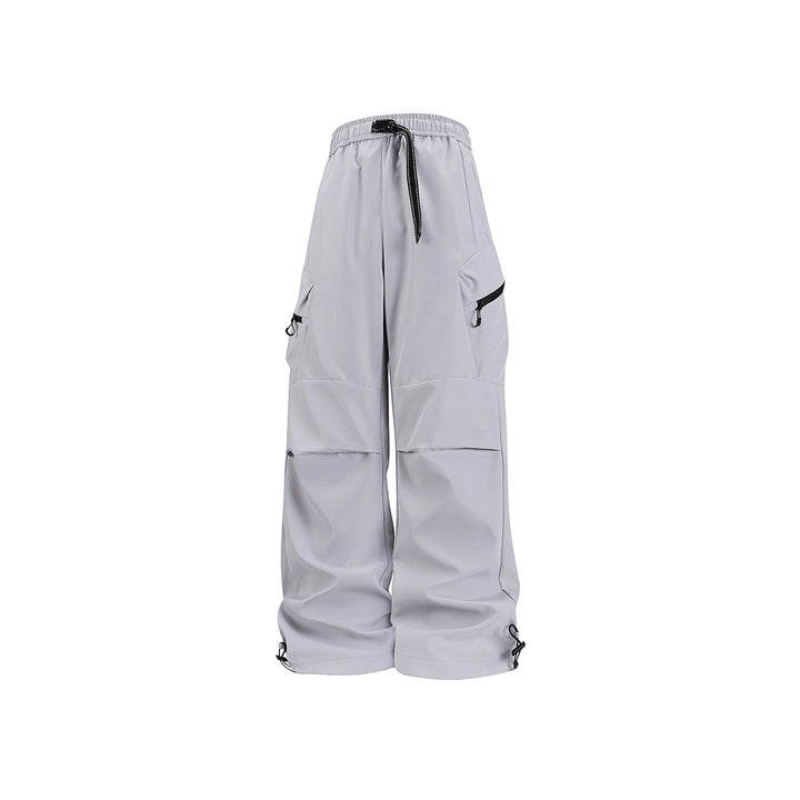 Damen Weite Utility-Cargo-Hose mit Tunnelzugbund, Reißverschluss-Taschen und verstellbaren Beinabschlüssen Drune