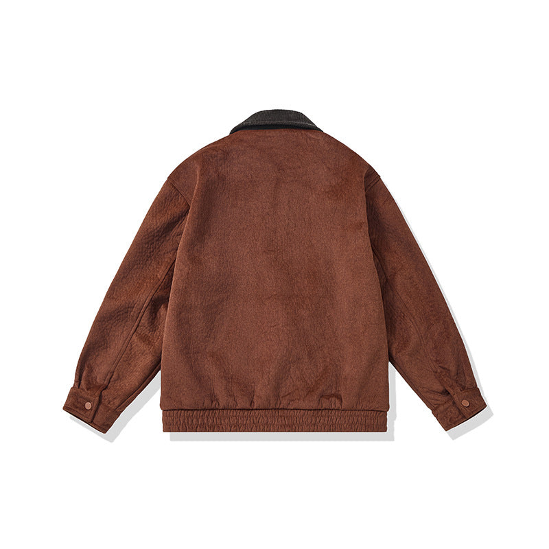 Herren Kurz geschnittener Fleece‑Blouson mit Cordkragen und Sicherheitsbrusttasche Drune