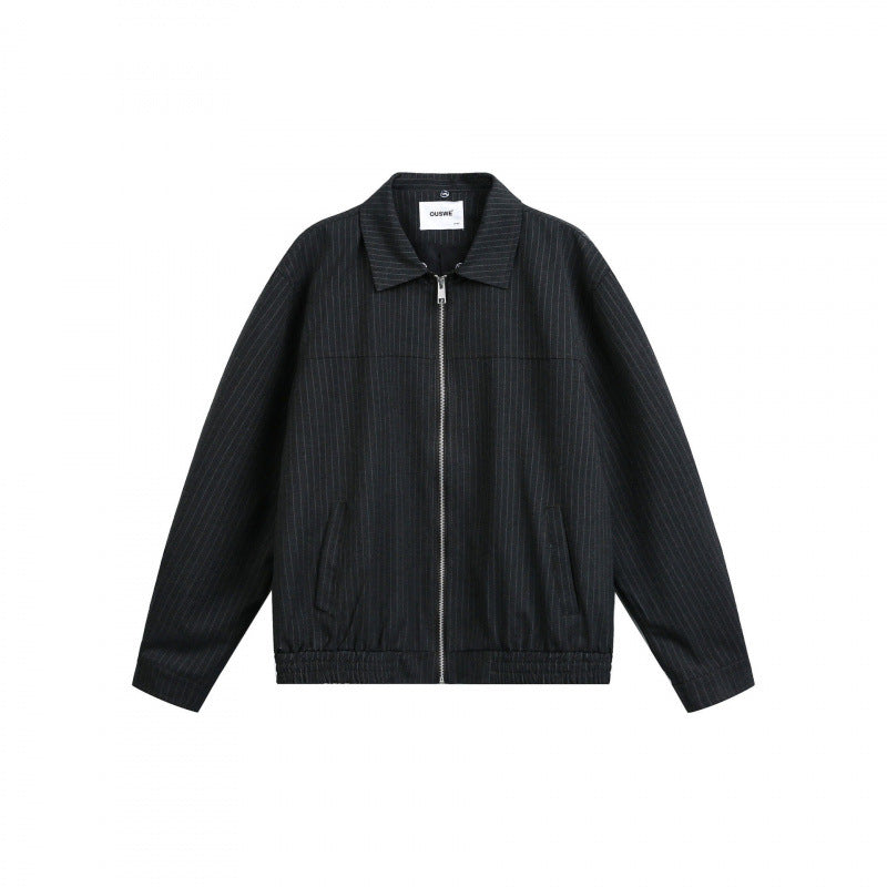 Herren Boxy-Übergangsjacke mit Nadelstreifen und kontrastierendem Hemdkragen Drune