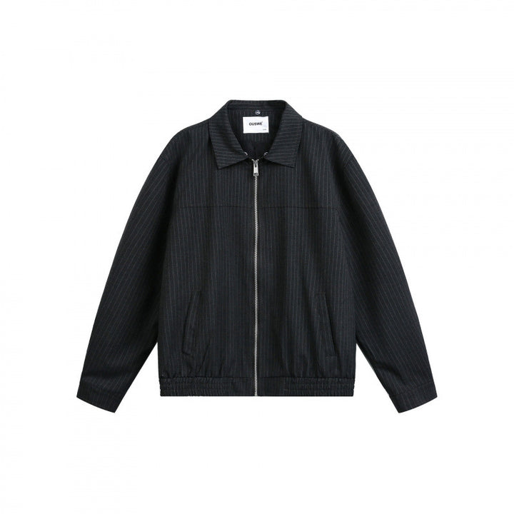 Herren Boxy-Übergangsjacke mit Nadelstreifen und kontrastierendem Hemdkragen Drune