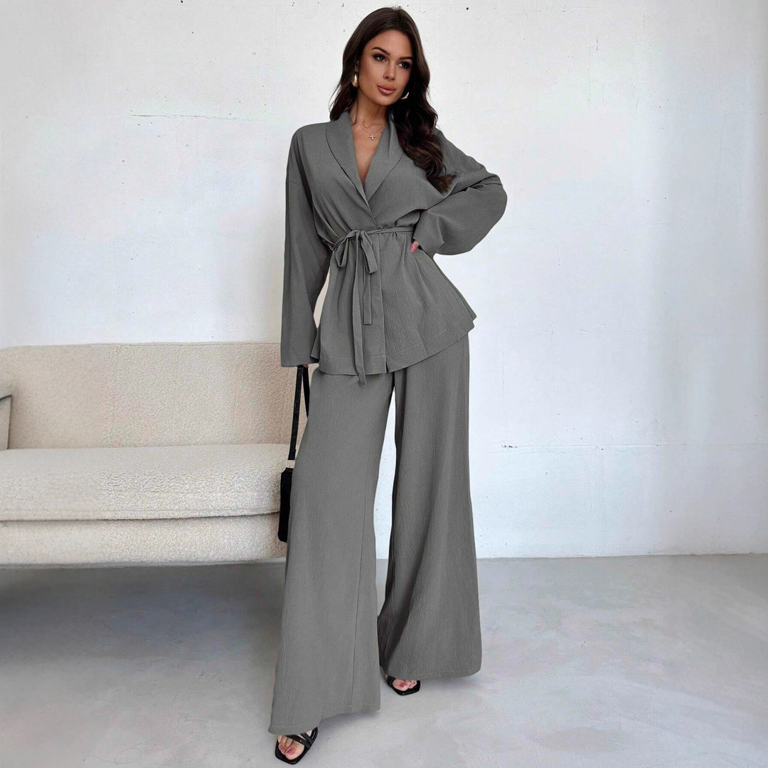Damen lässige Oversized Blazerjacke mit Gürtel Drune