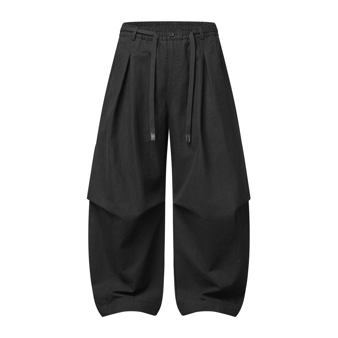 Damen Weite Culotte-Hose mit hohem Bund, Kellerfalten und Kordelzug Drune
