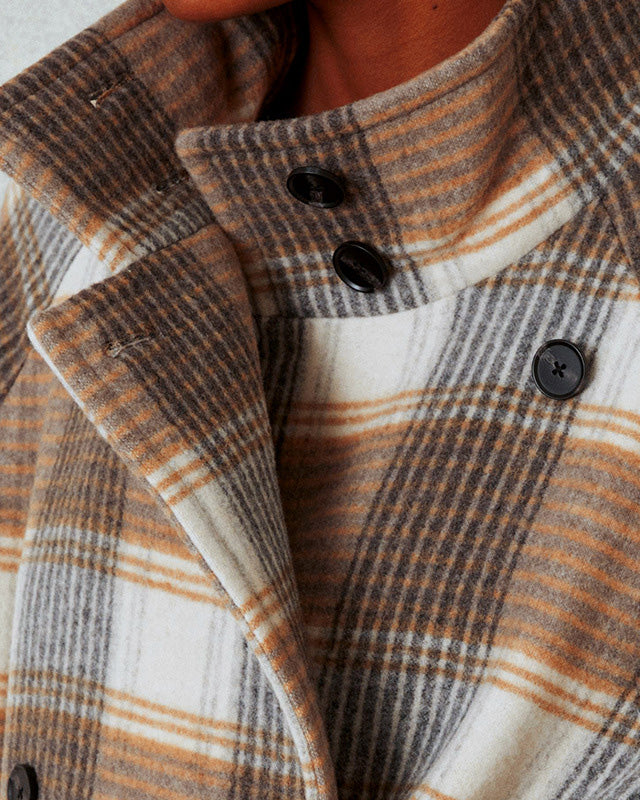Drune | Architekt Kontrastfarben Taillenplaid Wollmantel