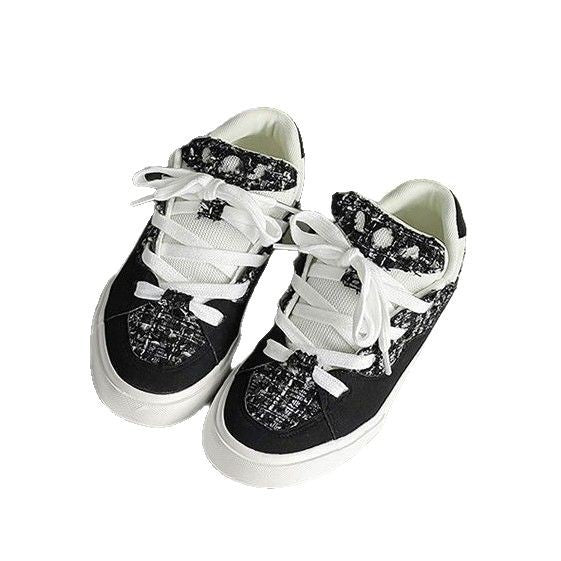 Damen Sneakers mit modischem Tweed-Design und übergroßen Schnürsenkeln Drune