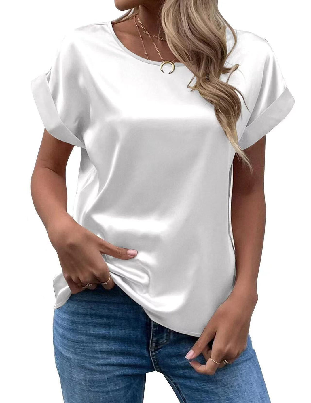 Damen Satin T-Shirt mit elegante Details Drune