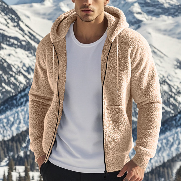 Herren kuschelige Fleecejacke mit hohem Kragen und Reißverschluss Drune