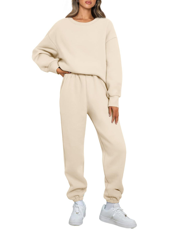 Damen nan gemütliches zweiteiliges Lounge-Set aus French-Terry mit Oversize-Sweatshirt und taillierter Jogginghose Drune