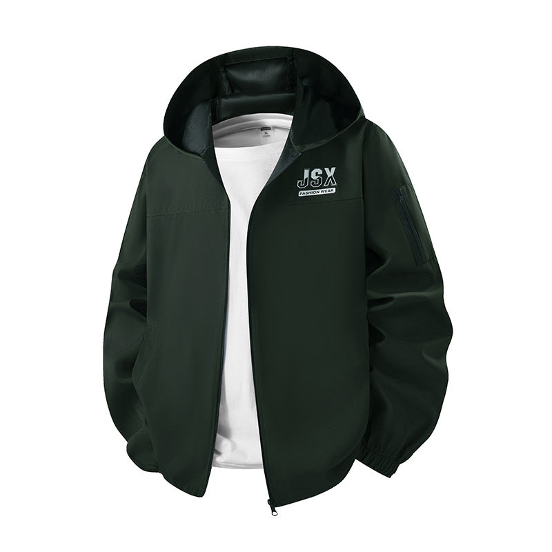 Herren Sportliche Windbreakerjacke mit Kapuze Drune
