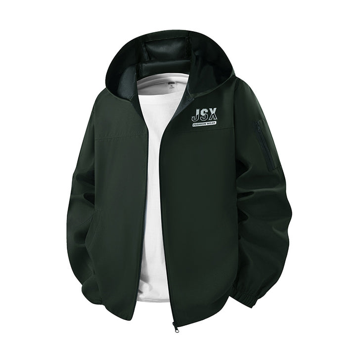 Herren Sportliche Windbreakerjacke mit Kapuze Drune