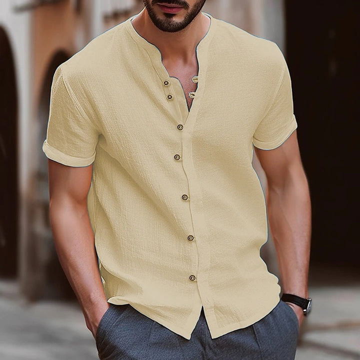 Herren lässiges Kurzarmhemd mit Knopfdetails Drune