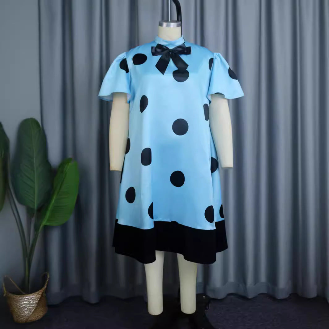 Damen Verspieltes Punktekleid mit schickem Schleifendetail Drune