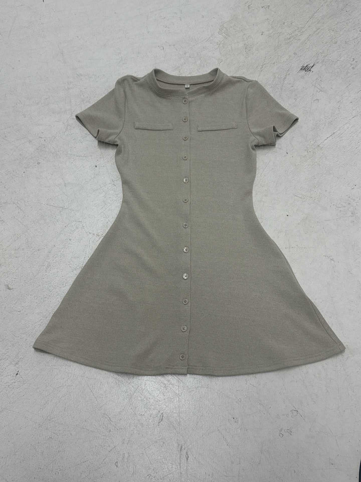 Damen knielanges, elegantes Shirtkleid mit Knopfleiste Drune
