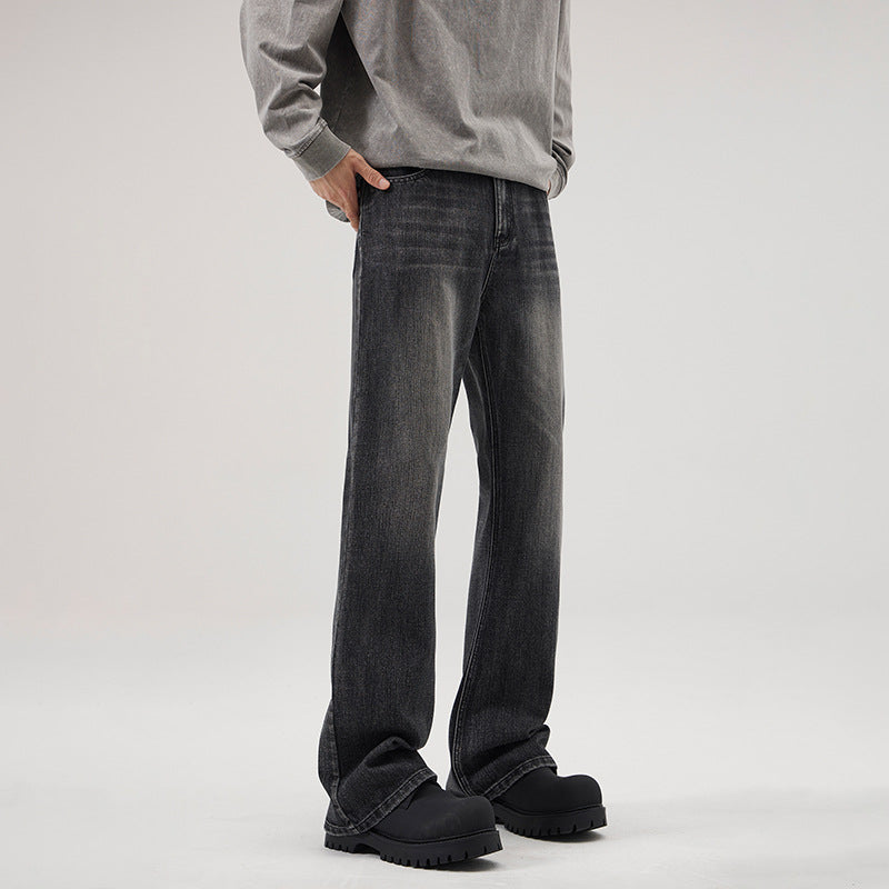 Herren Relaxed-Straight Denim-Jeans mit extra langem Saum und Vintage-Finish Drune