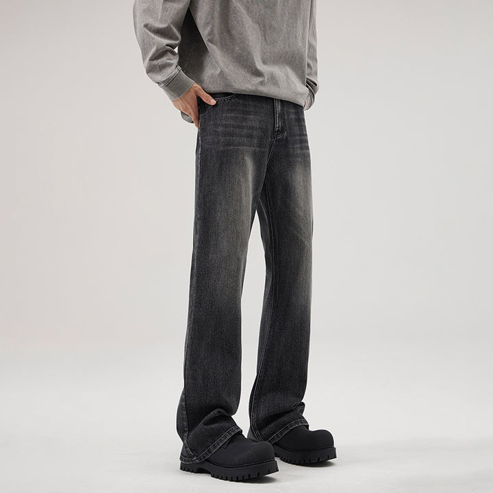 Herren Relaxed-Straight Denim-Jeans mit extra langem Saum und Vintage-Finish Drune