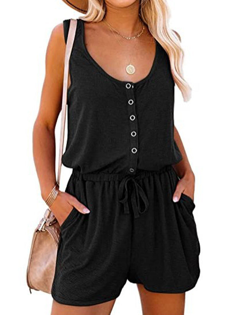 Damen Praktischer Jumpsuit mit Knopfdetails und verstellbarem Bund Drune