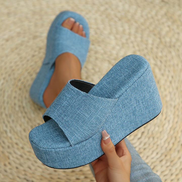 Damen Wedge-Pantoletten mit transparentem Obermaterial und komfortabler Sohle Drune