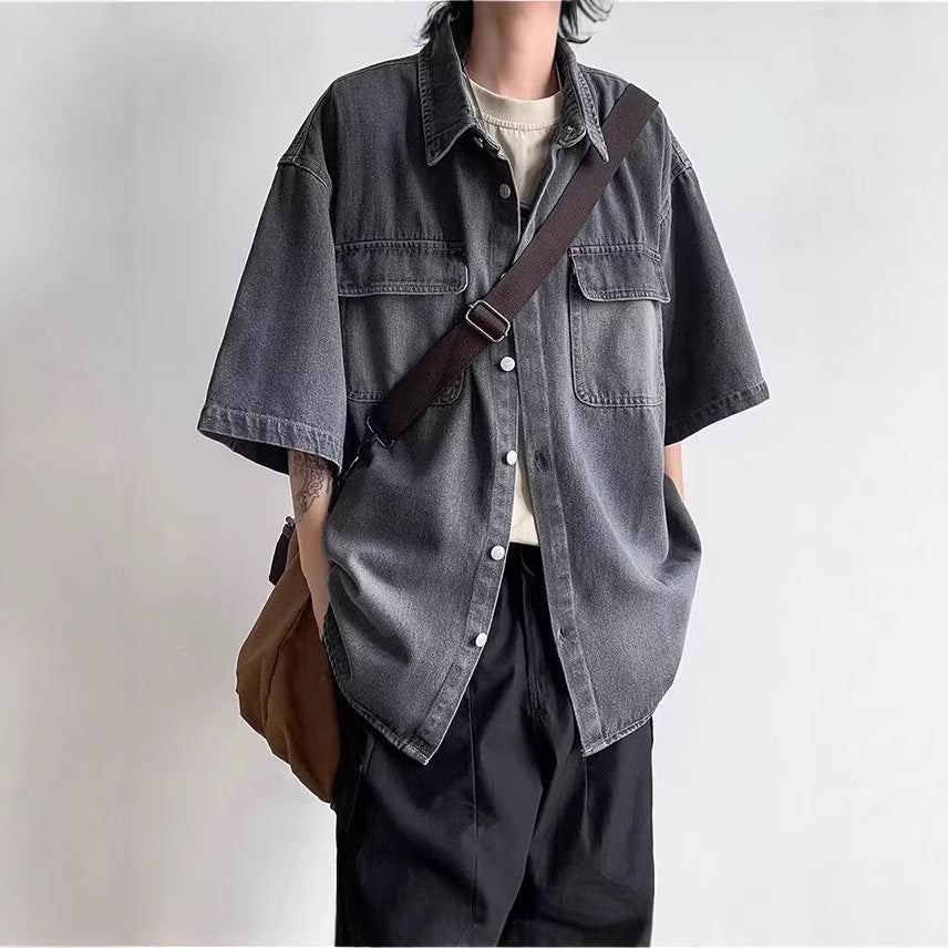 Herren Übergroßes Vintage Denim-Hemd Drune