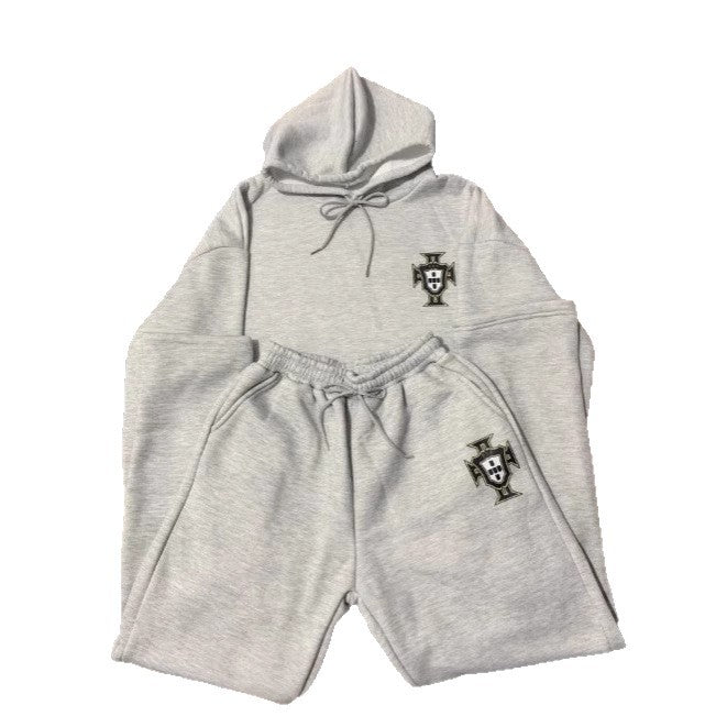 Unisex nan zweiteiliges Lounge-Set aus schwerer Baumwollmischung mit Kapuze und elastischem Bundhose Drune