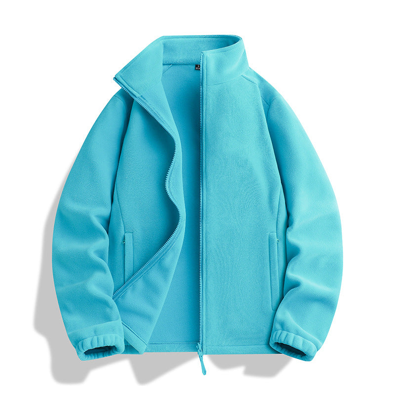 Unisex Fleecejacke mit Stehkragen, durchgehendem Reißverschluss und elastischen Bündchen Drune