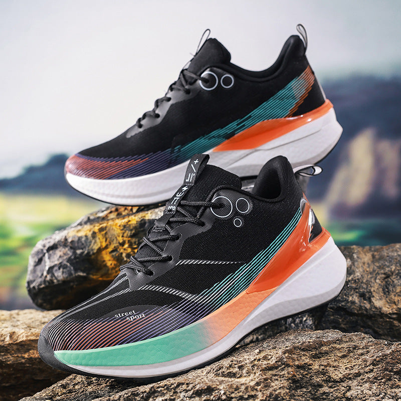 Unisex leichte Straßensneaker mit atmungsaktivem Strickobermaterial, reaktiver Hohlkern-Zwischensohle und griffiger Profilaußensohle Drune