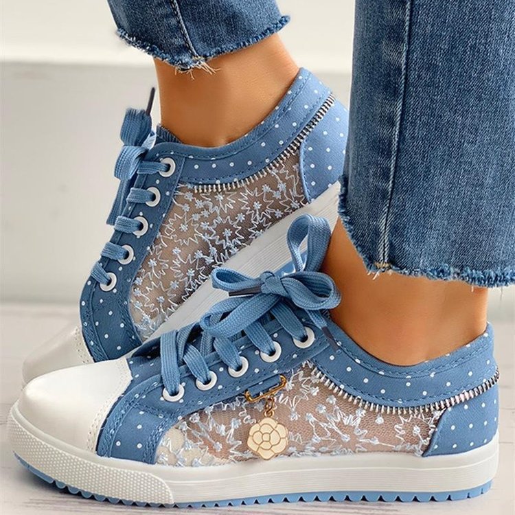 Damen Freizeitschuhe mit modischem Punktemuster und atmungsaktiver Struktur Drune