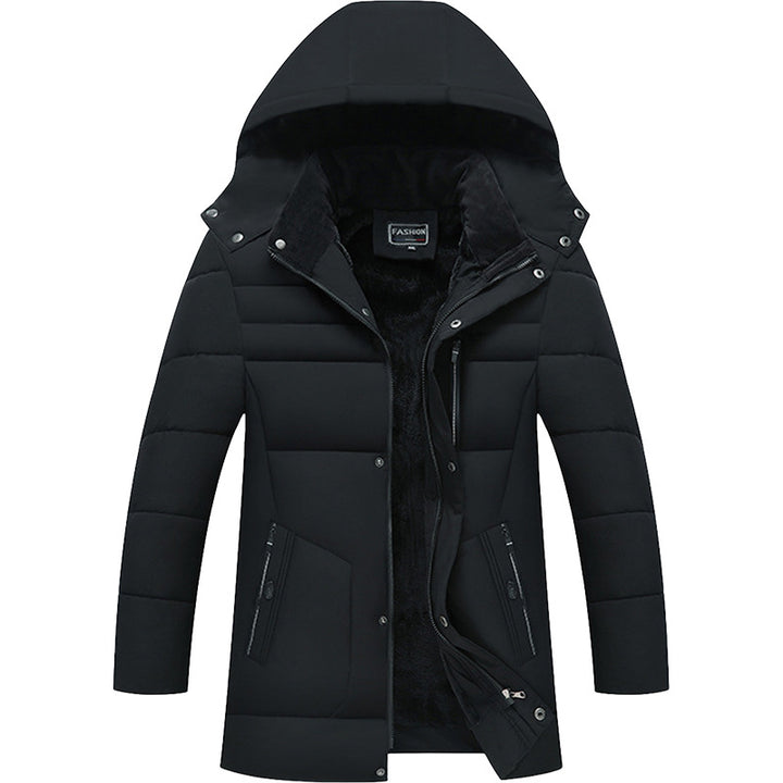 Herren Wattierte Parka-Jacke mit Kapuze, Teddyfutter & winddichter Isolierung Drune