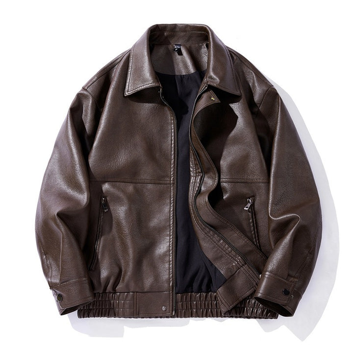 Herren Kunstlederjacke mit elastischem Bund Drune