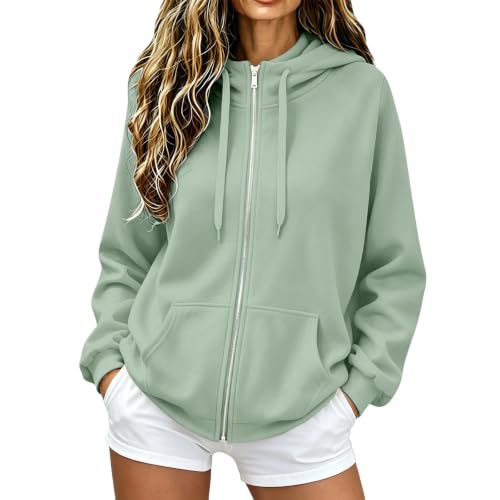 Damen Oversize-Zip-Hoodie aus Microfleece mit Kängurutaschen Drune