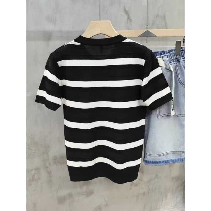Herren Kurzarm T-Shirt mit modernem Streifenmuster Drune