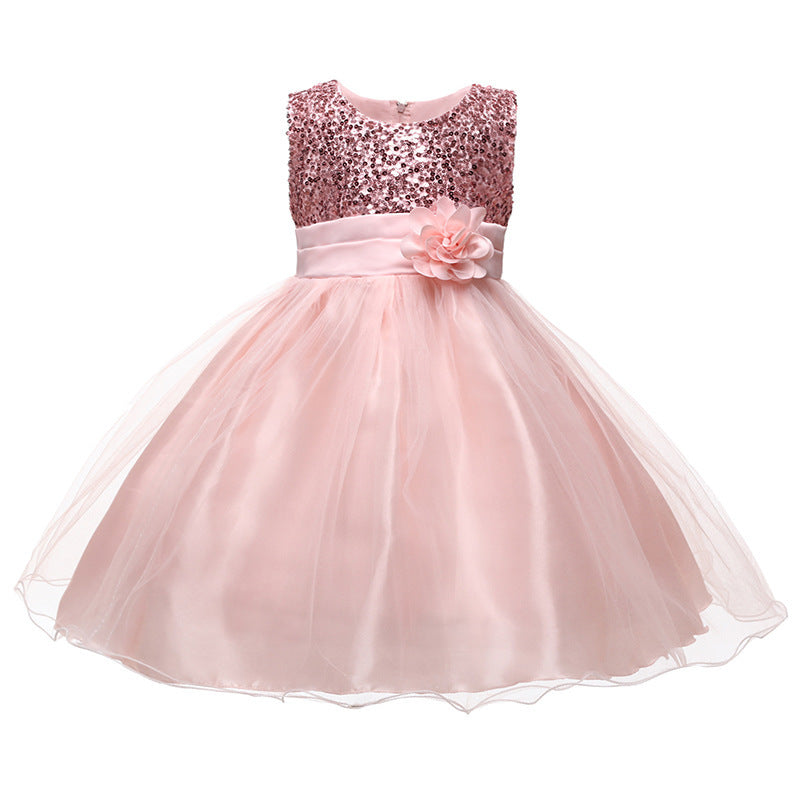Mädchen Festliches Tüllkleid mit glitzerndem Oberteil und floraler Applikation Drune