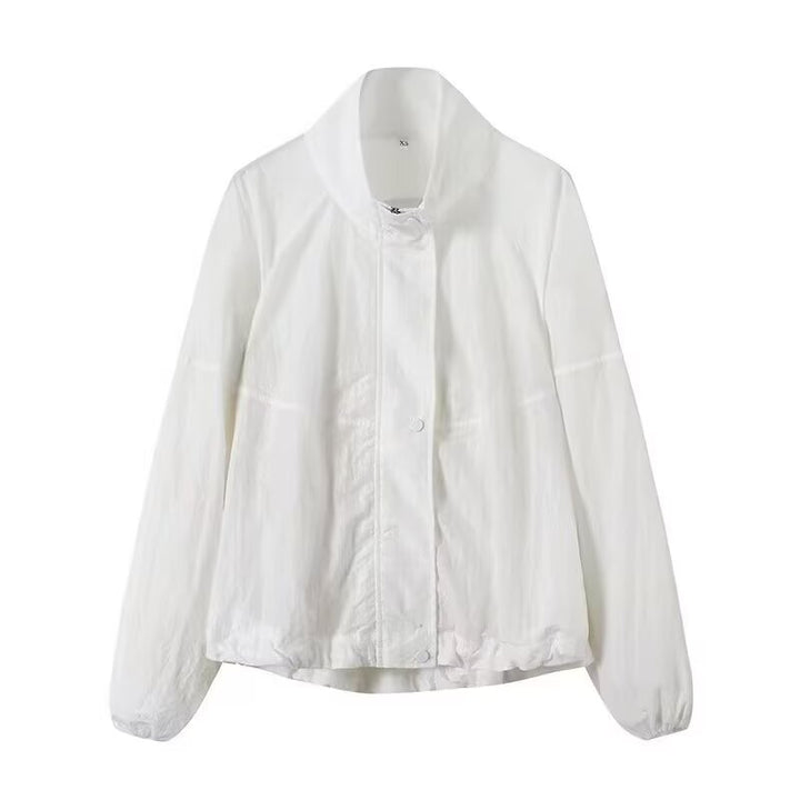 Damen Leichte Windjacke mit Stehkragen, Raglanärmeln und elastischem Saum Drune