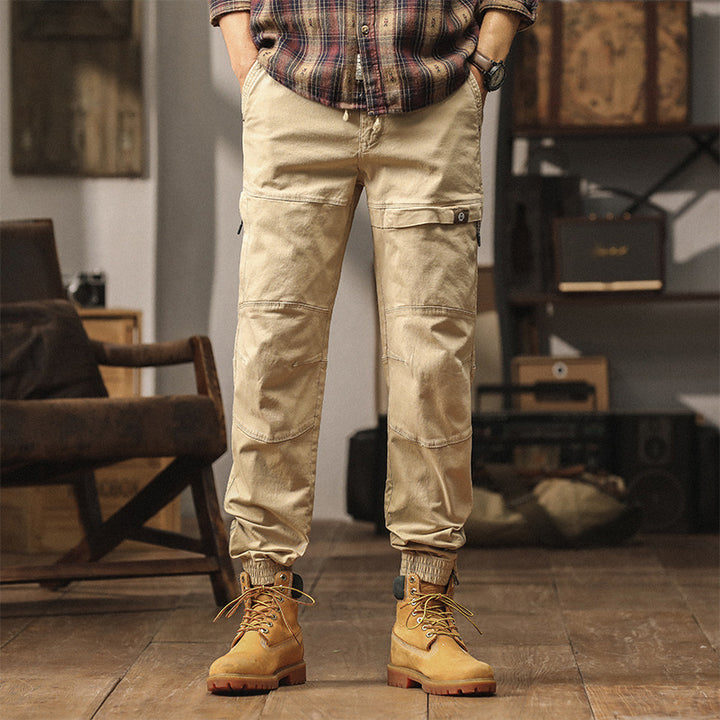 Herren Slim‑Tapered Cargojogger aus Baumwoll‑Twill mit Tunnelzug und Knöchelzipper Drune
