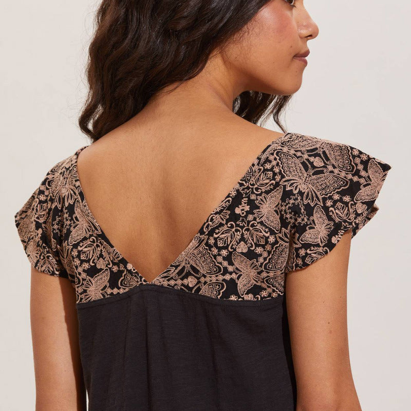 Damen Sommerliches Kleid mit Spitzen-Ärmeldetails Drune