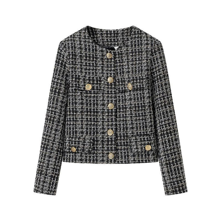 Damen elegante Tweedjacke mit goldenen Knöpfen Drune