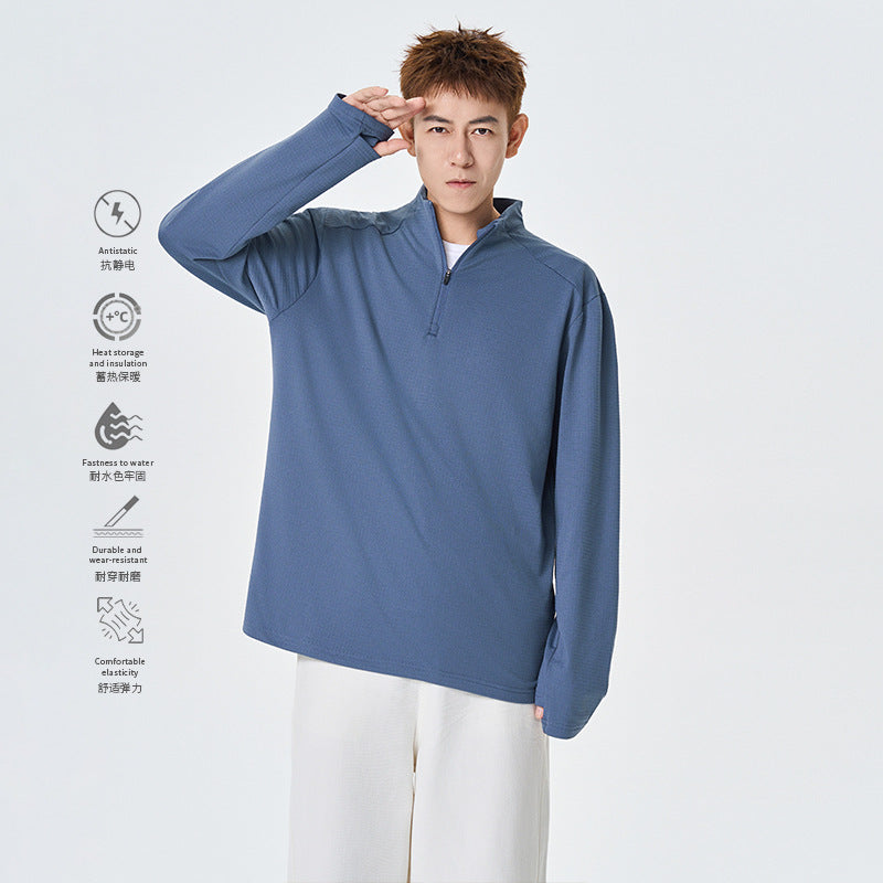 Herren Atmungsaktives Halfzip-Funktionsshirt mit Stehkragen, Waffelstruktur und schnelltrocknender Mikrofaser Drune