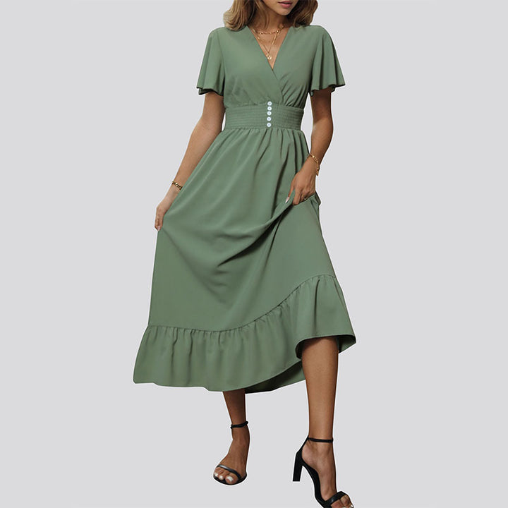 Damen Elegant fließendes Maxikleid Drune