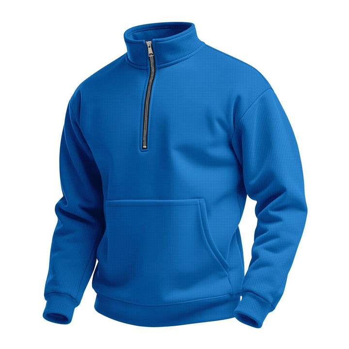 Herren nan Zip-Hoodie mit halbem Reißverschluss Stehkragen und Kängurutasche Drune