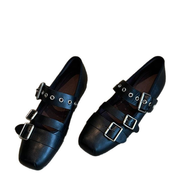 Damen Ballerinas mit modischem Schnallen-Design und bequemer Sohle Drune