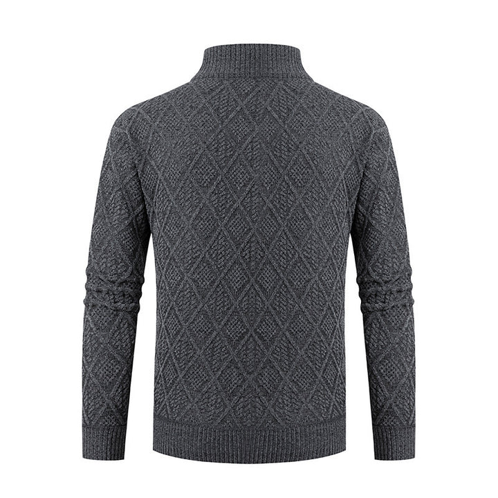 Herren Strickjacke mit rautenförmigem Design und hohem Kragen Drune