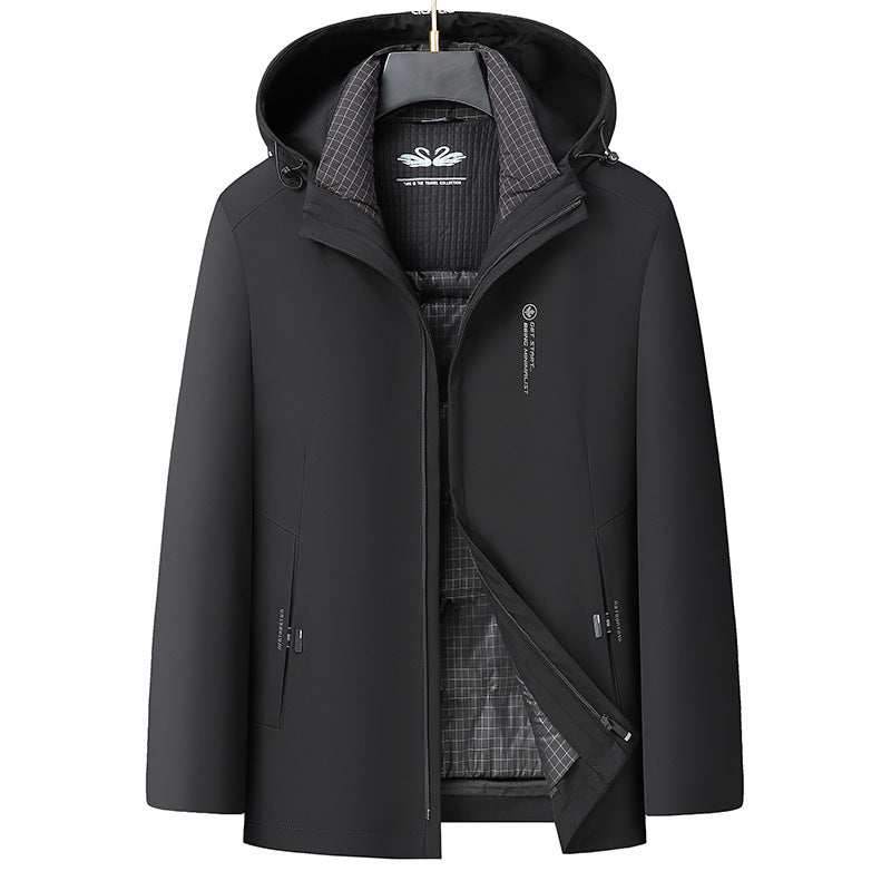 Herren Wasserabweisende Softshell-Manteljacke mit Thermofutter und Kapuze Drune