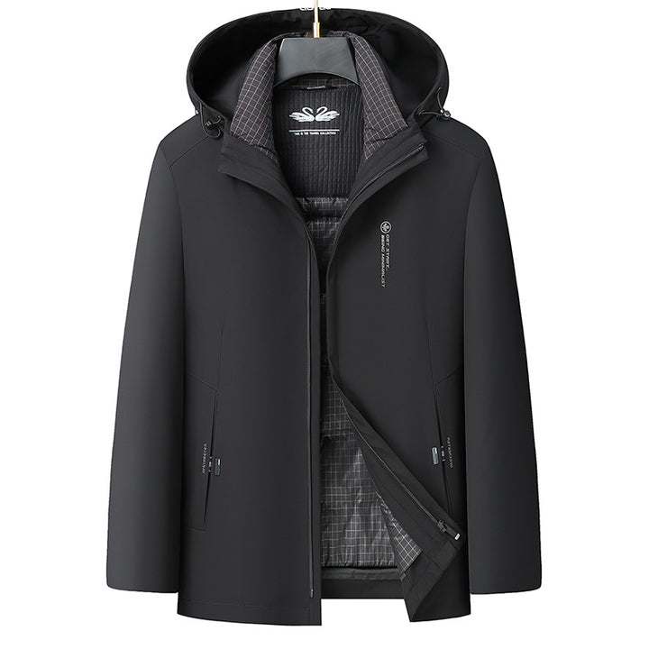 Herren Wasserabweisende Softshell-Manteljacke mit Thermofutter und Kapuze Drune