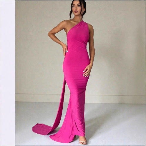 Damen Einseitiges Maxi-Kleid mit elegantem Schnitt und fließendem Saum Drune